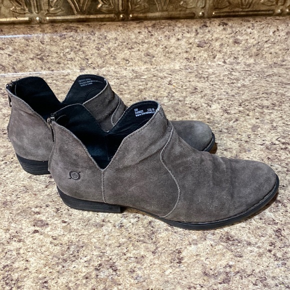 Born Shoes - BORN leather suede booties boots BROWN 9